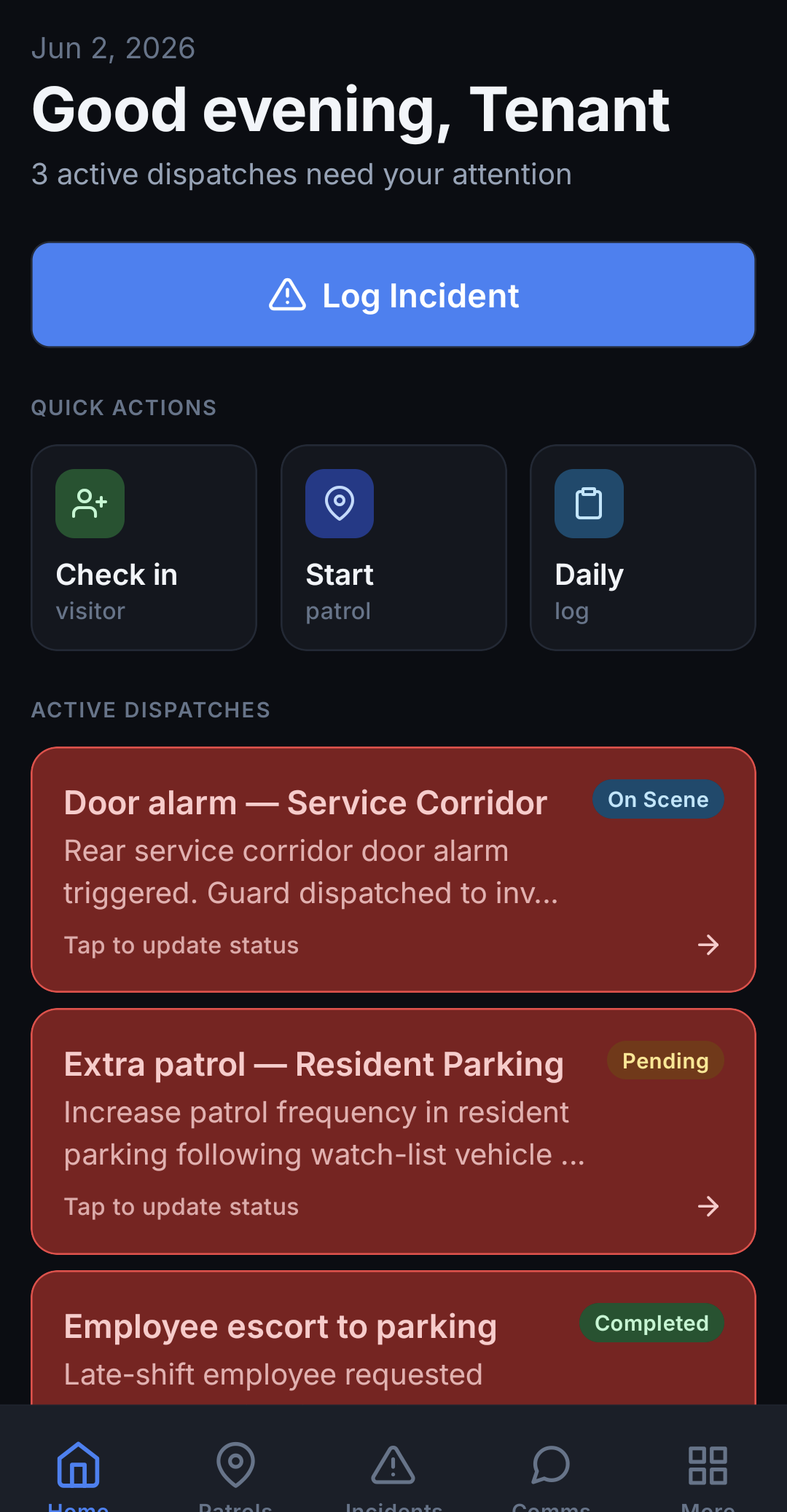 Vigilpost mobile dashboard